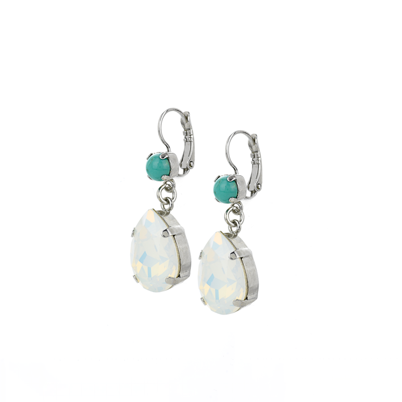 Double Stone Pear Leverback Earrings in "Happiness"