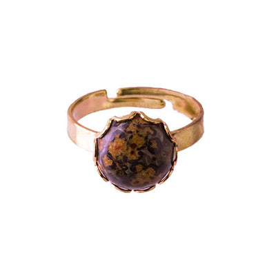 Single Stone Embellished Adjustable Ring in "Leopard Skin"