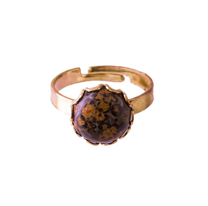 Single Stone Embellished Adjustable Ring in "Leopard Skin"