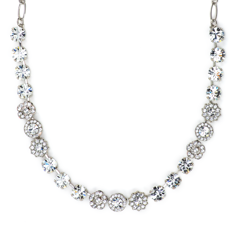 Lovable Mixed Element Necklace in Clear - Rhodium