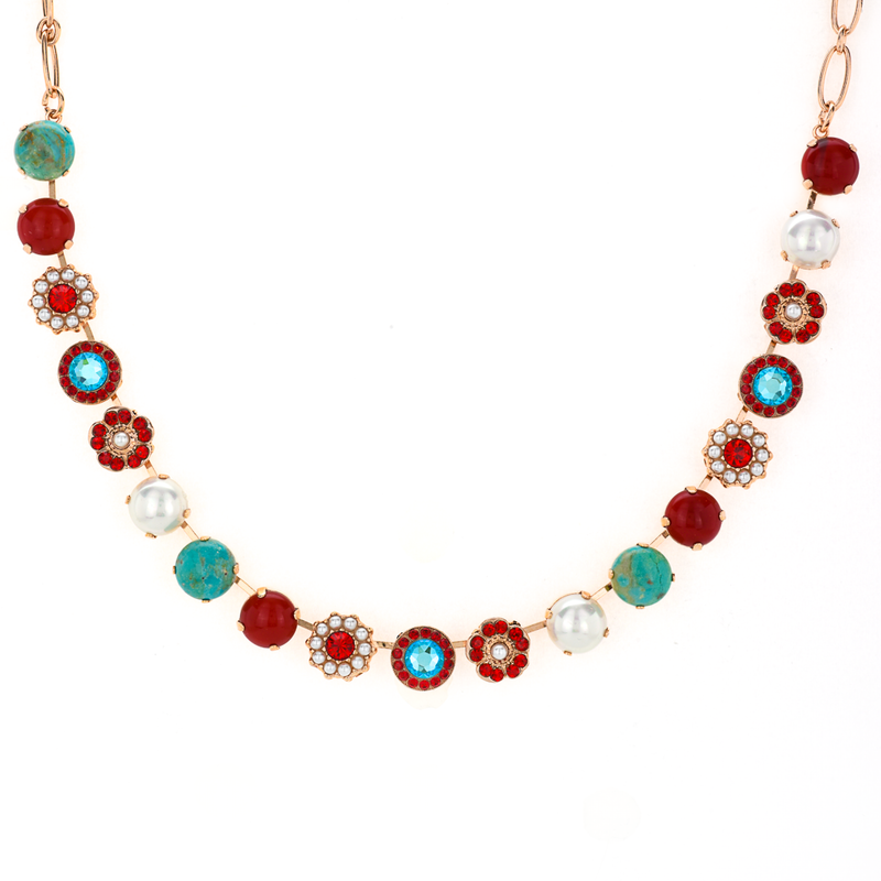 Rosette Necklace in "Happiness-Turquoise"