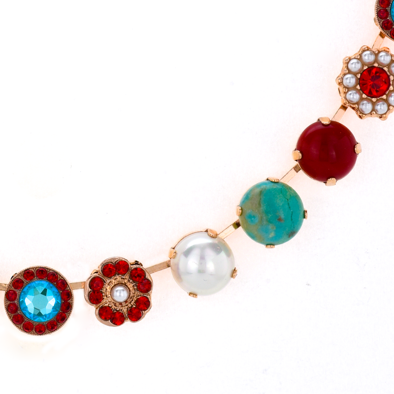 Rosette Necklace in "Happiness-Turquoise"