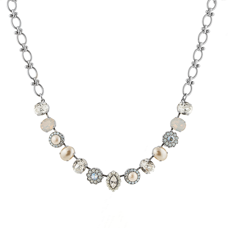 Oval and Cluster Bridal Necklace in "Ivory"