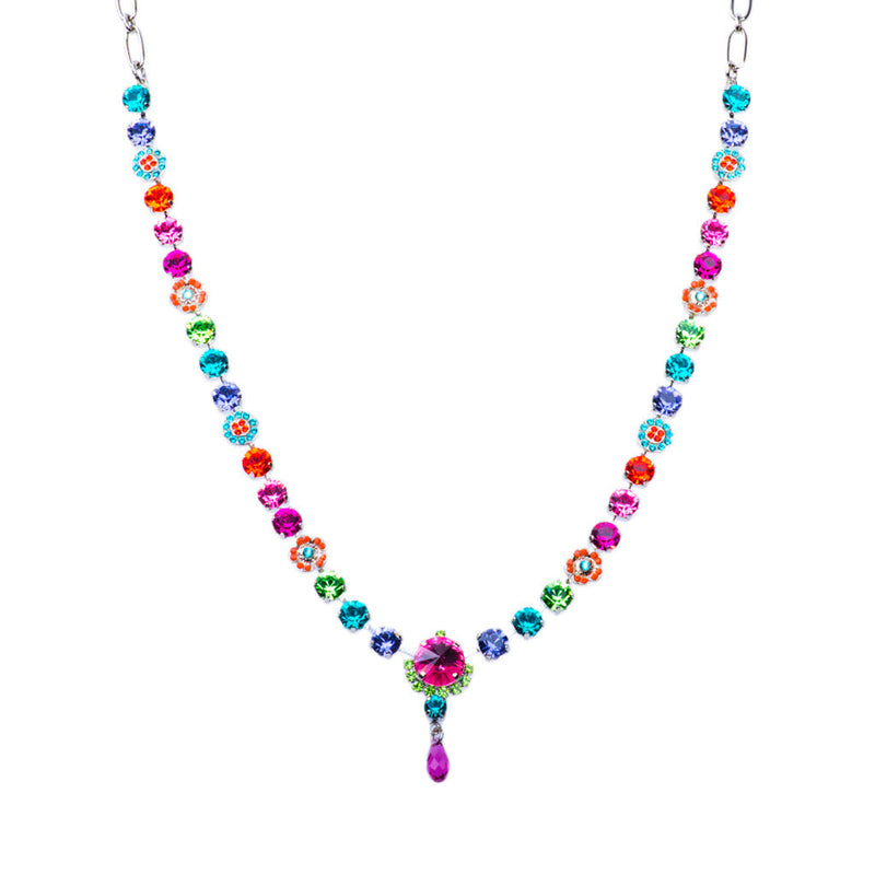 Necklace with Rivoli Center Cluster in "Rainbow Sherbet"