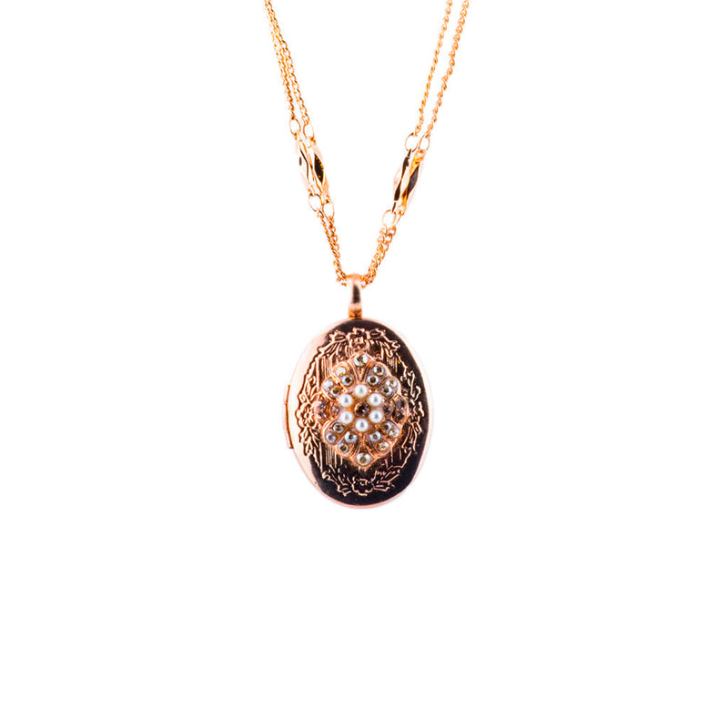 Extra Luxurious Embellished Oval Pendant in "Cookie Dough"