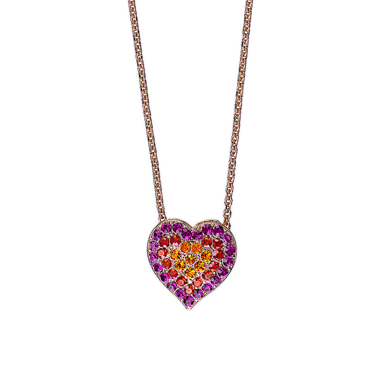 Pavé Heart Pendant in "Hibiscus"