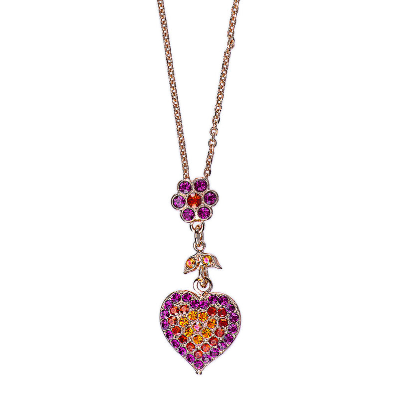 Heart and Petite Flower Pendant in "Hibiscus"