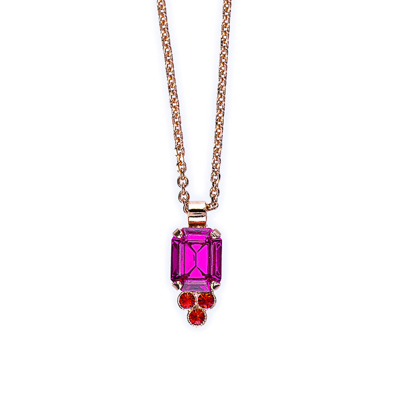 Petite Emerald Cut Pendant in "Hibiscus"