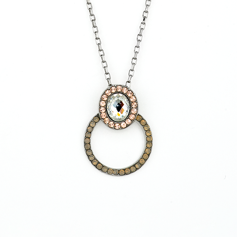 Open Circle Pendant with Oval Embellishment in "Peace"