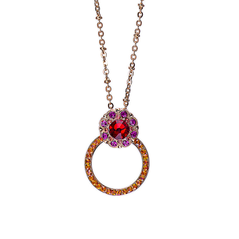 Open Circle Pendant with Cluster Element in "Hibiscus"