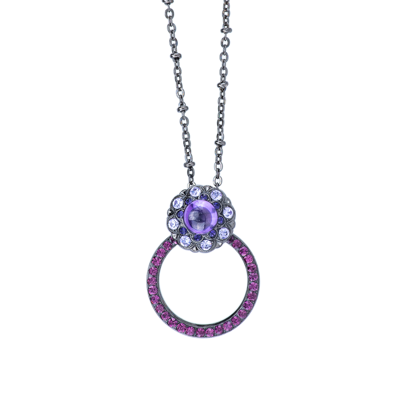 Open Circle Pendant with Cluster Element in "Wildberry"