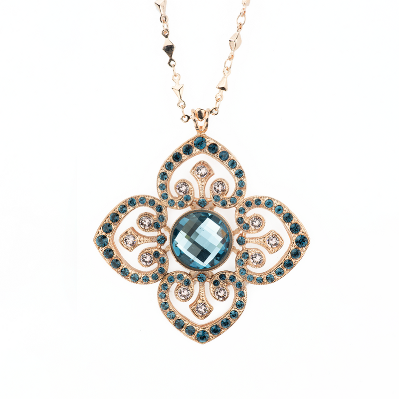 Pendant with Heart Adornments in "Blue Morpho"