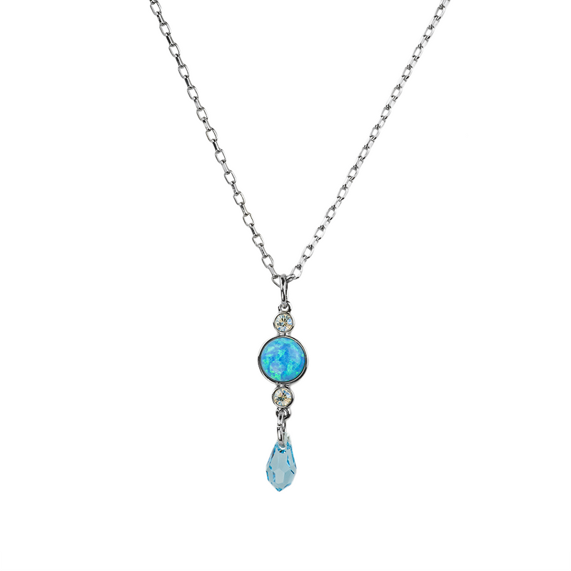 Petite Blue Opal Pendant "Italian Ice"