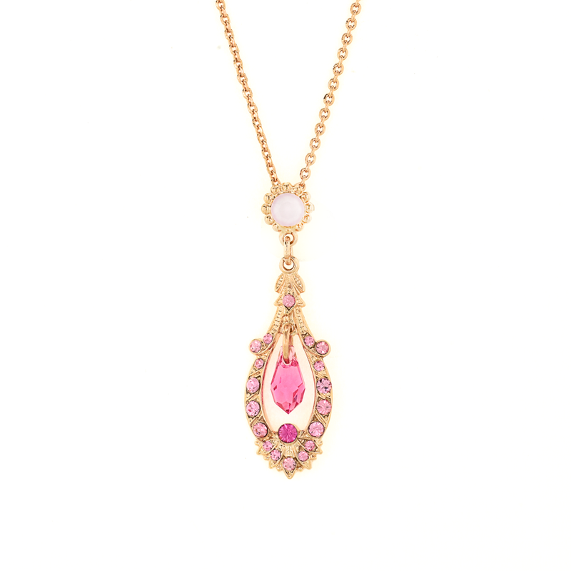 Open Oval Pendant with Dangle Briolette in "Love"