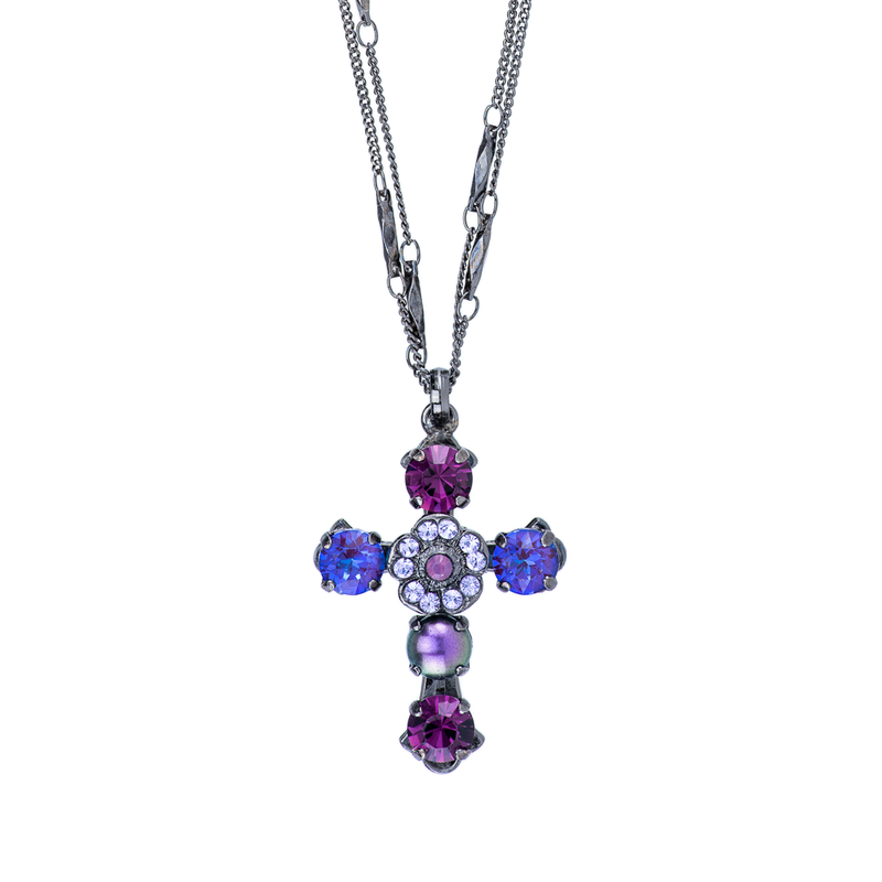 Flower Cross Pendant in "Wildberry"