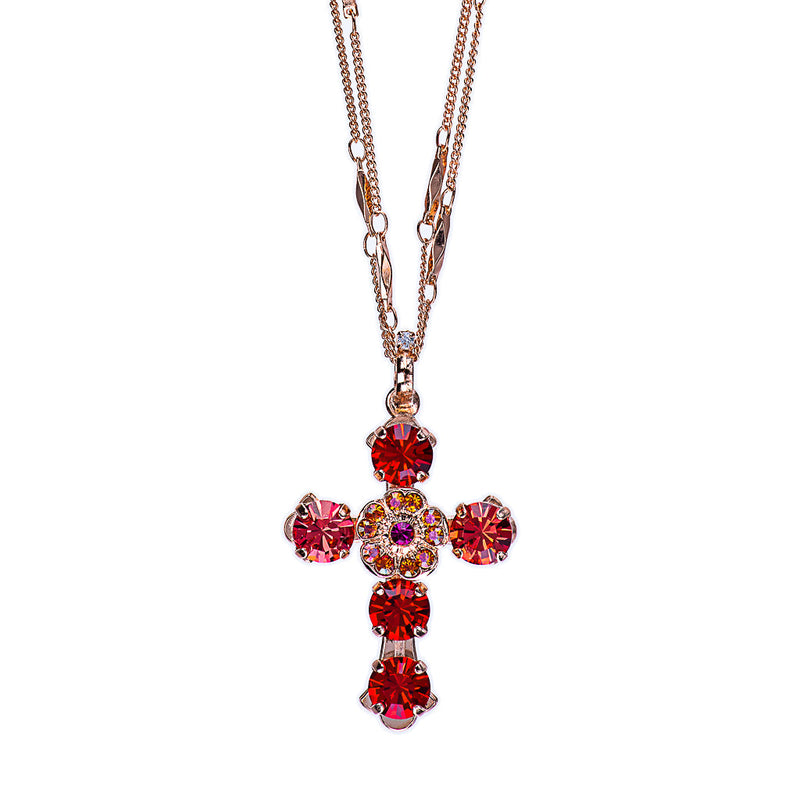 Flower Cross Pendant in "Hibiscus"