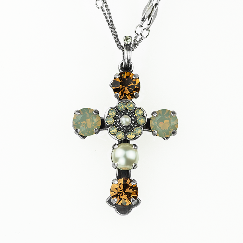 Flower Cross Pendant in "Champagne & Caviar"