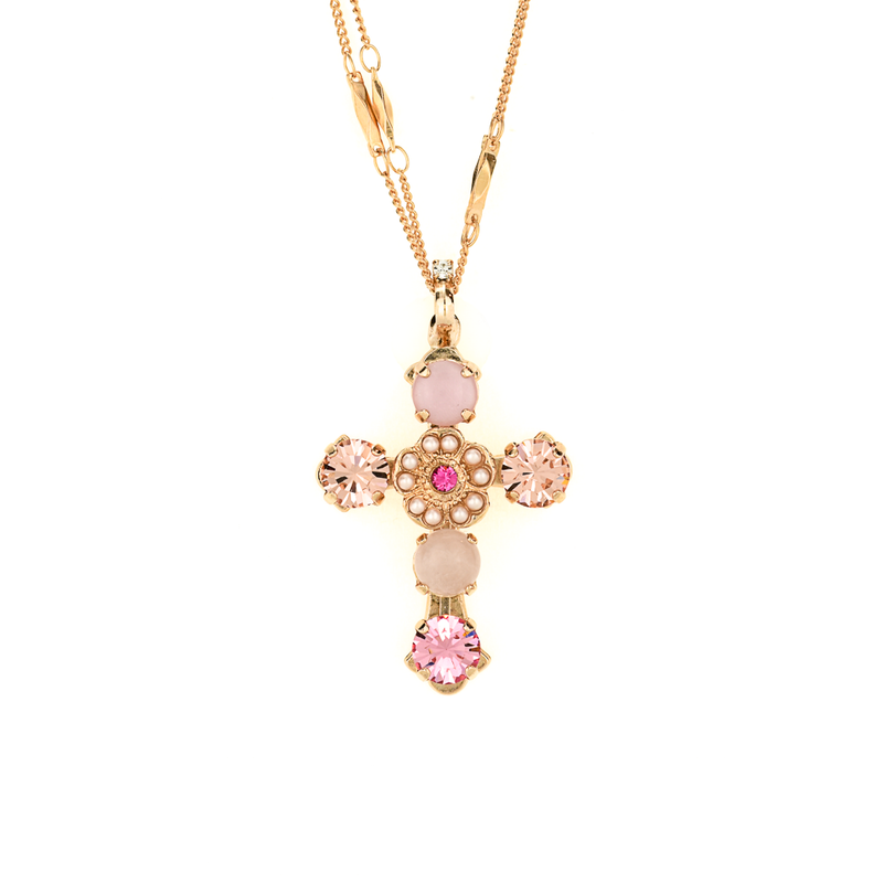 Flower Cross Pendant in "Love"