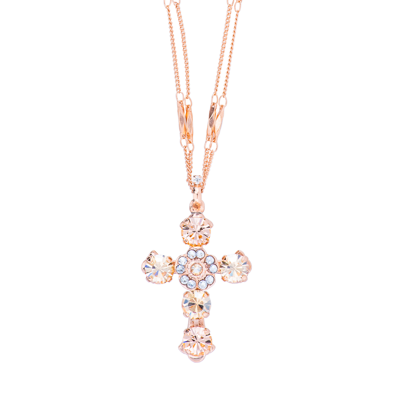 Flower Cross Pendant in "Earl Grey"