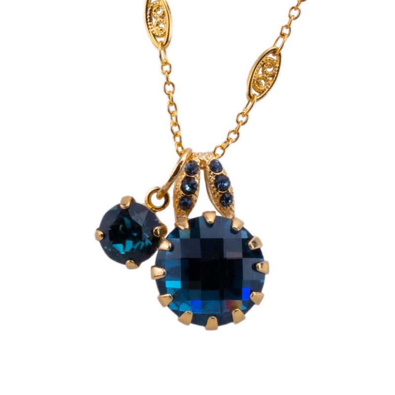 Extra Luxurious Double Stone Pendant in "Denim Blue"