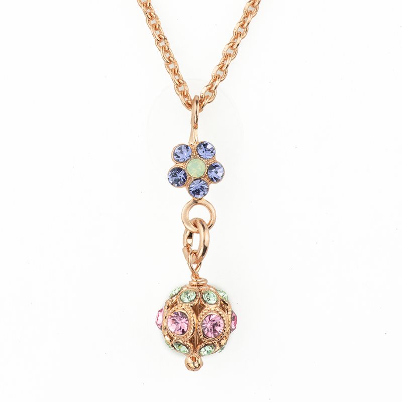 Flower and Sphere Double Stone Pendant in "Travelara"