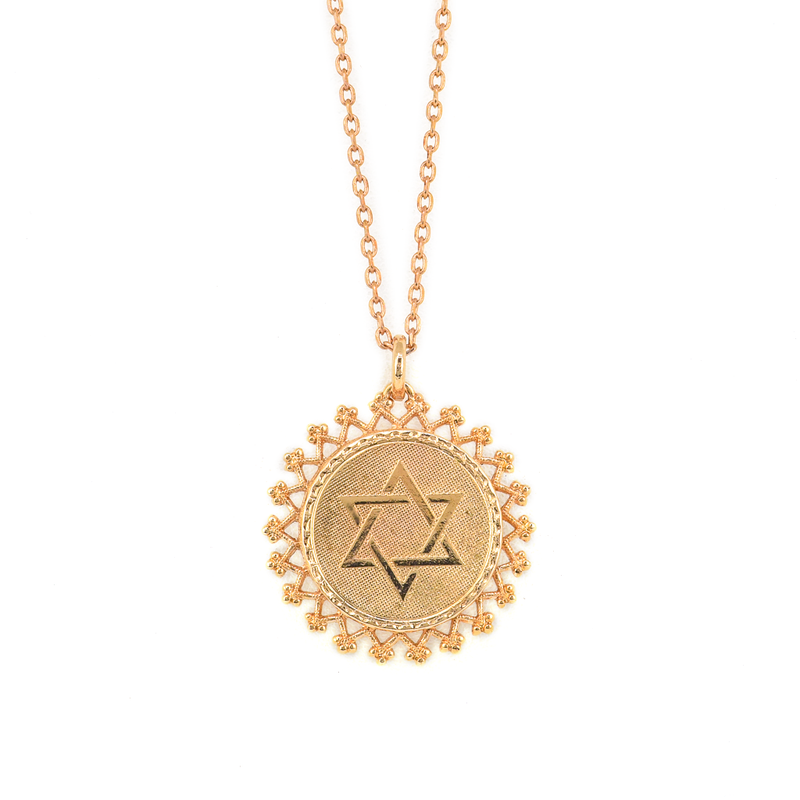 Judaica Pendant in "Montana Blue" - Rose Gold