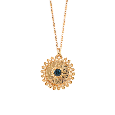 Judaica Pendant in "Montana Blue" - Rose Gold