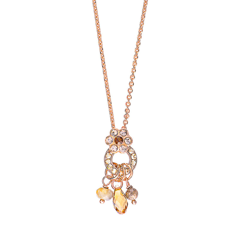 Petite Flower Circle Dangle Pendant in "Chai"