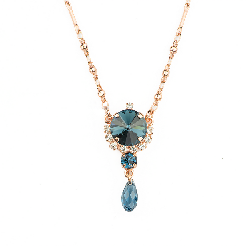 Rivoli Cluster Pendant with Briolette Dangle in "Night Sky"