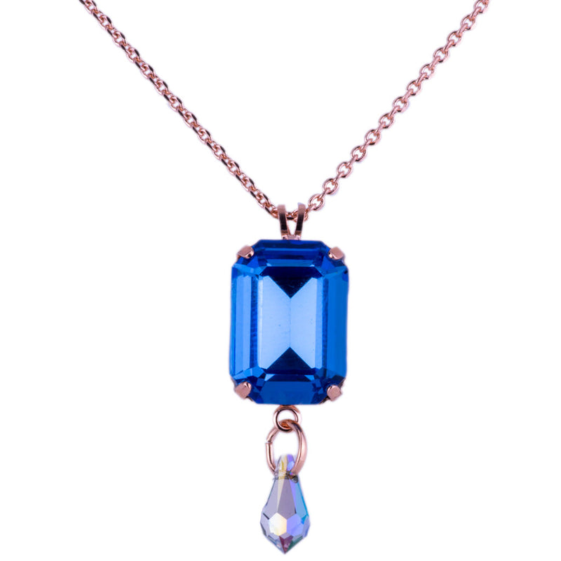 Extra Luxurious Emerald Cut Pendant With Briolette in "Electric Blue"