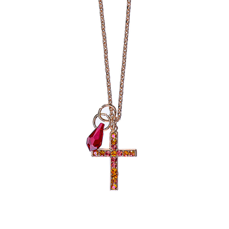 Petite Cross Pendant "Hibiscus"