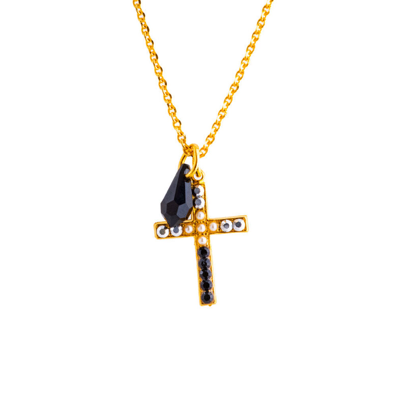 Petite Cross Pendant in "Rocky Road"