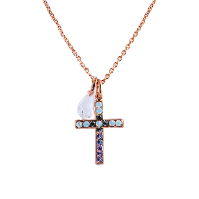 Petite Cross Pendant with Briolettein "Ice Queen"