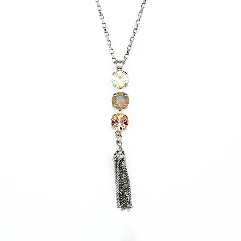 Must-Have Three Stone Pendant with Tassel in "Peace"