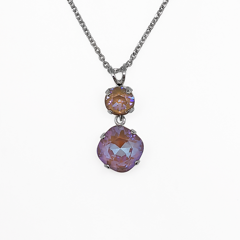 Round and Cushion Cut Pendant in Sun-Kissed "Twilight"