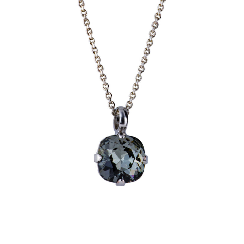 Cushion Cut Pendant in "Black Diamond" - Rhodium