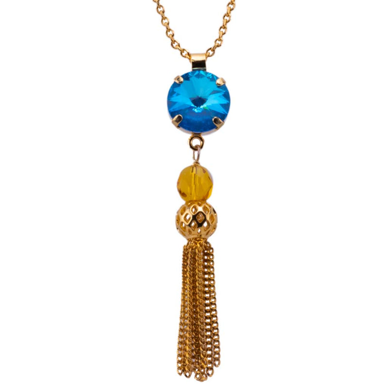 Rivoli Single Stone Pendant With Tassel in "Fairytale"