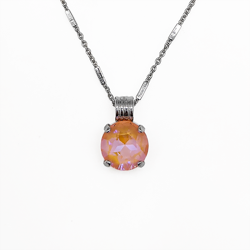 Round Single Stone Pendant in Sun-Kissed "Peach"