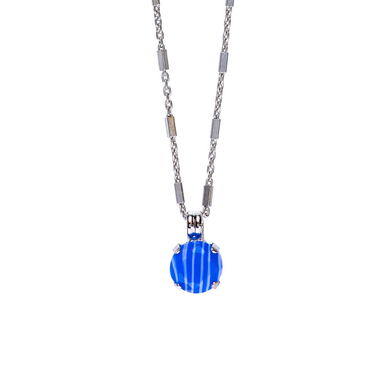 Lovable Round Single Stone Pendant in "Tiger Eye Blue"