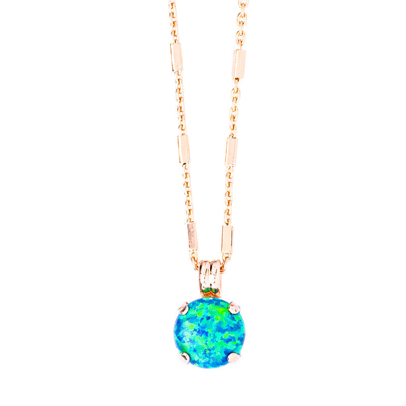 Lovable Round Single Stone Faux Opal Pendant in "Green Tourmaline"