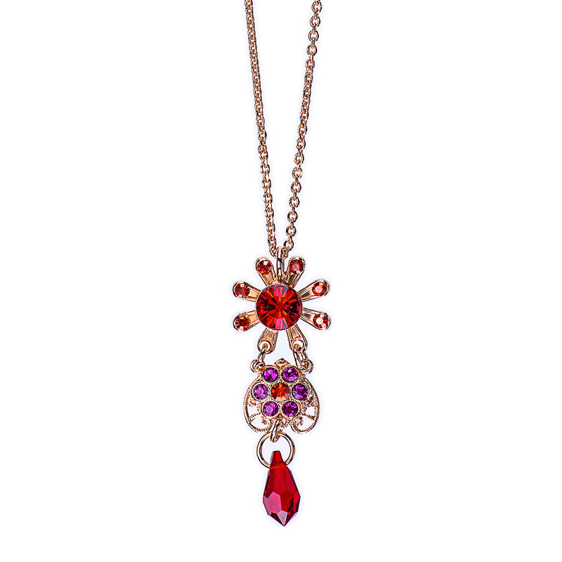 Double Flower Dangle Pendant in "Hibiscus"