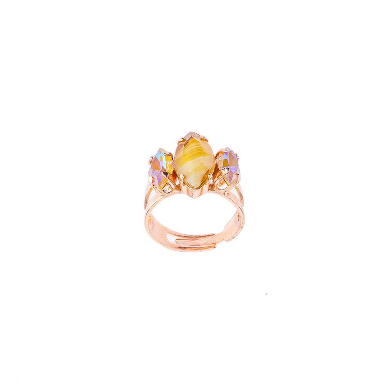 Triple Marquise Stone Adjustable Ring in "Chai"