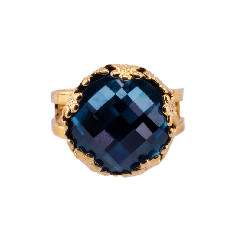 Extra Luxurious Faceted Ring in "Denim Blue"