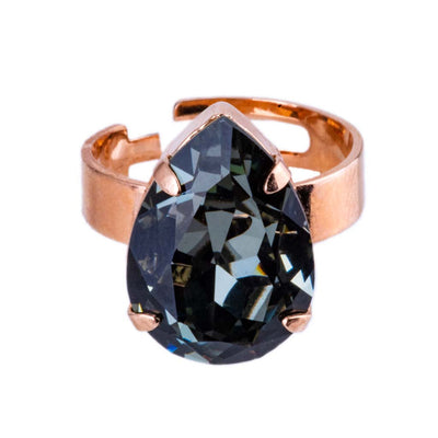 Pear Adjustable Ring in "Black Diamond"