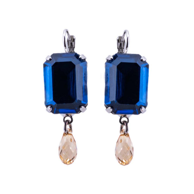 Extra Luxurious Emerald Cut Leverback Earrings With Briolette in "Fairytale"