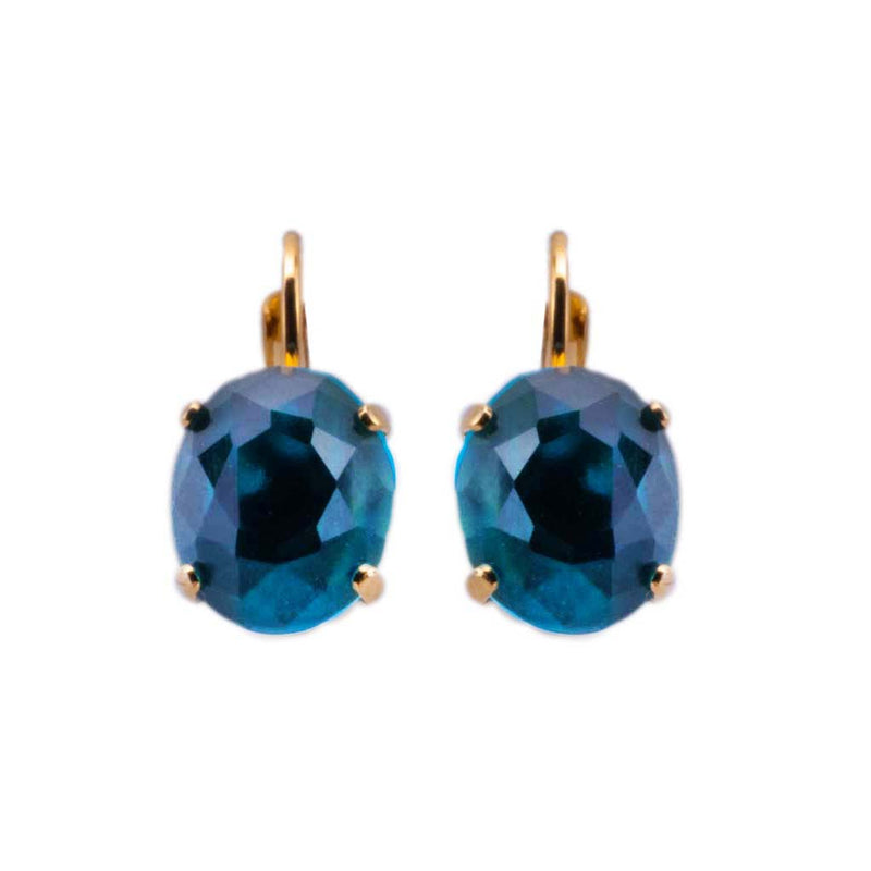 Lovable Single Stone Oval Leverback Earrings in "Blue Topaz"