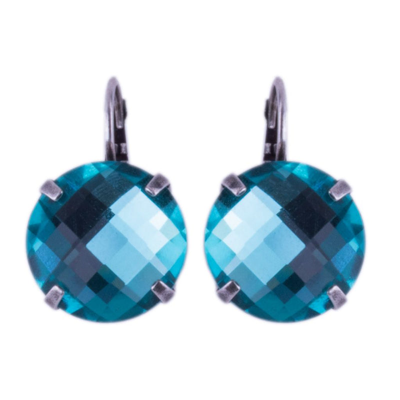 Extra Luxurious Single Stone Leverback Earring in "Light Turquoise"